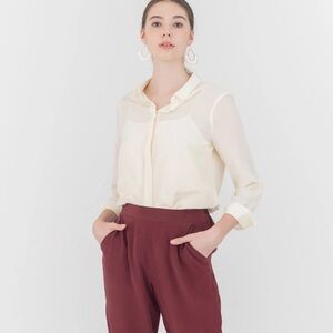 Grana off white silk long sleeve shirt